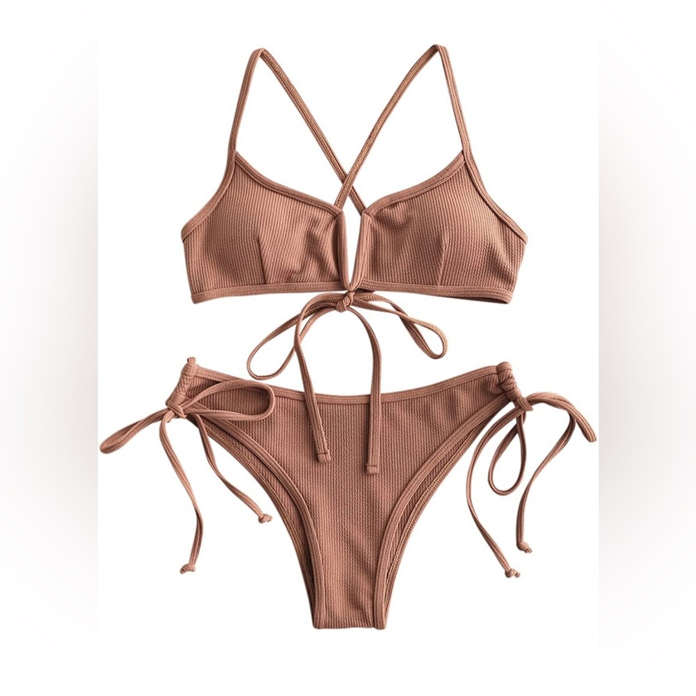 Zaful brown side tie bikini